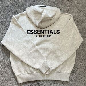 NWT Fear of God Essentials Hoodie in Light Gray with Black Logo